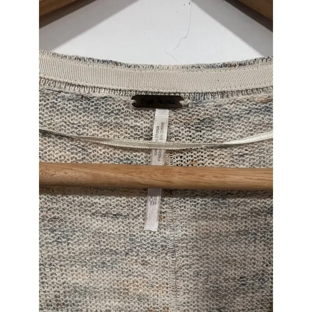 Free People Boho Hippie Oversized TGIF Marled High Low Cardigan Sweater Size XS